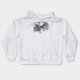 Bat and Moth Doodle Kids Hoodie